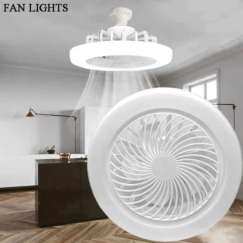 Ventilador de Teto com Controle Remoto, Modo de 3 Velocidades, Base de Iluminação de LED para Quarto, Sala, E27, AC85, 265V, 2 em 1