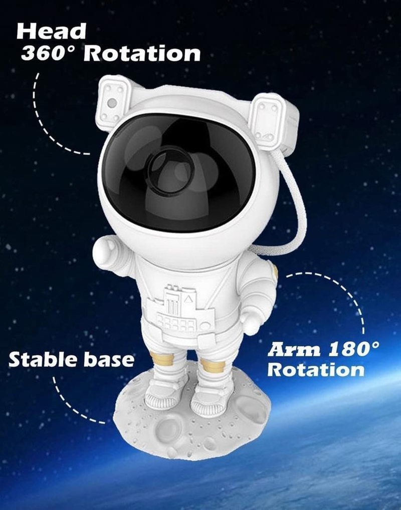 Projetor Astronauta Lua Galáxia Infantil Abajur Led Menino